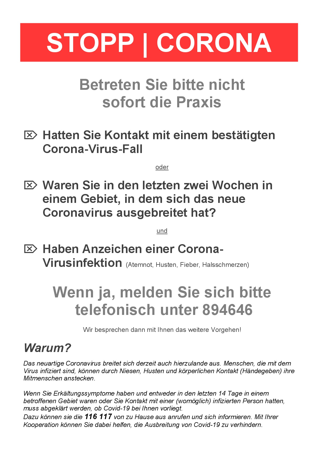 Geänderte Sprechzeiten